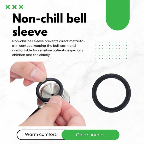 Kit de piezas de repuesto para estetoscopio, color negro, accesorios de repuesto compatibles con Littmann Classic III, Cardiology IV, incluye diafragma adulto y pediátrico, puntas para las orejas y funda de campana antifrío