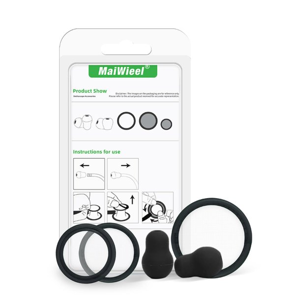 Kit de piezas de repuesto para estetoscopio, color negro, accesorios de repuesto compatibles con Littmann Classic III, Cardiology IV, incluye diafragma adulto y pediátrico, puntas para las orejas y funda de campana antifrío