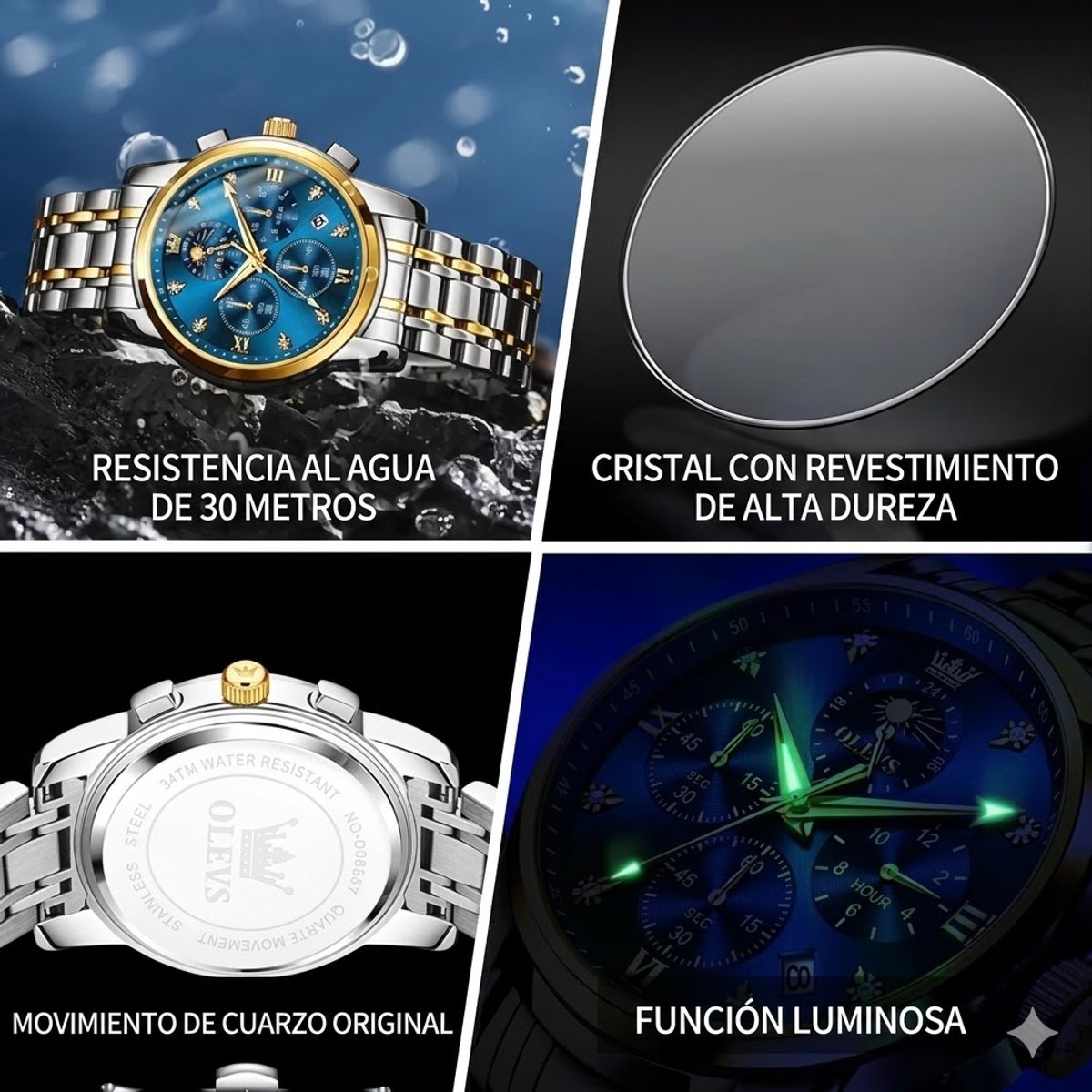 OLEVS 2871 Reloj de Lujo Para Hombre Color Azul - 2
