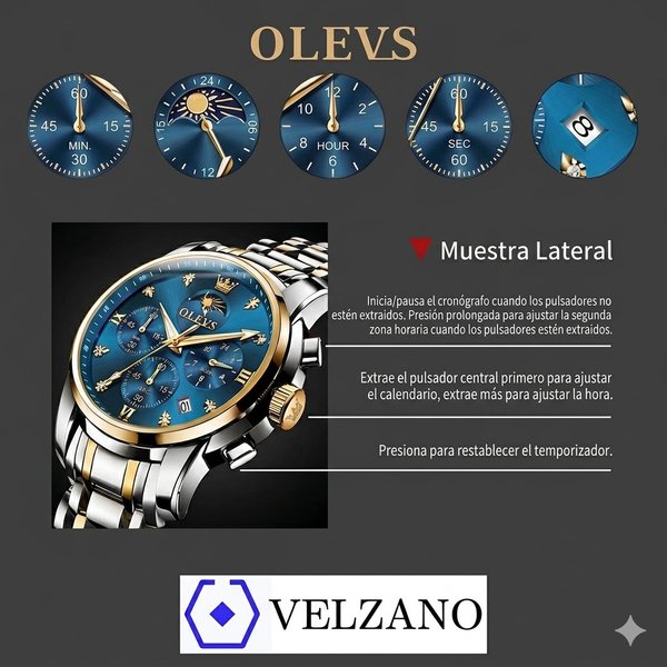 OLEVS 2871 Reloj de Lujo Para Hombre Color Azul