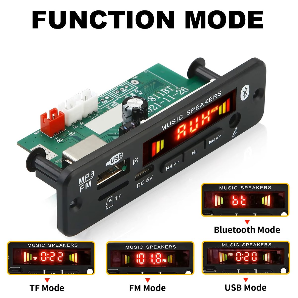 MP3 WMA WAV APE placa decodificadora manos libres Audio para coche micrófono USB TF FM Radio Mp3