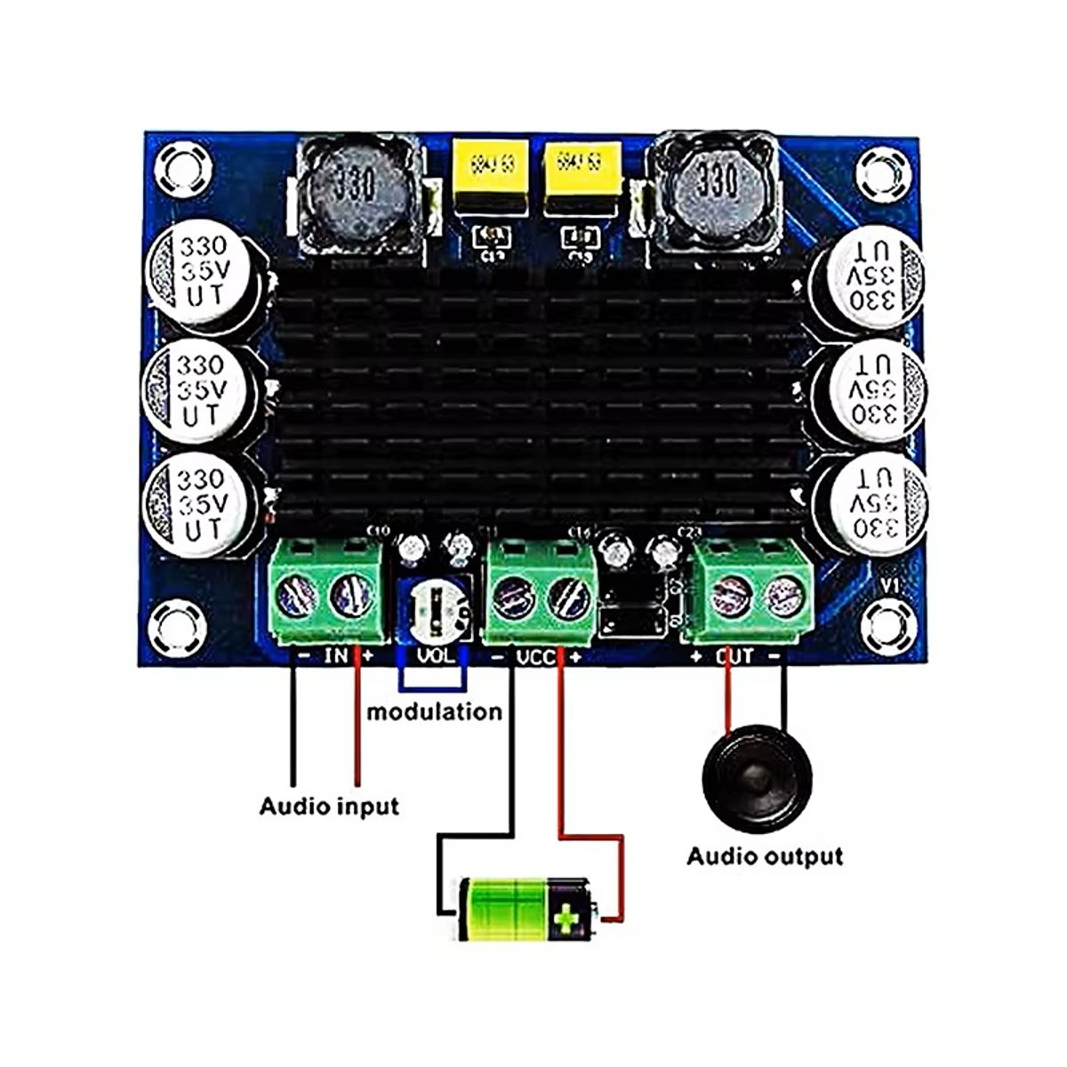 Amplificadora 100w de Audio placa de gran capacidad módulo amplificador de potencia XH-M542 - 2