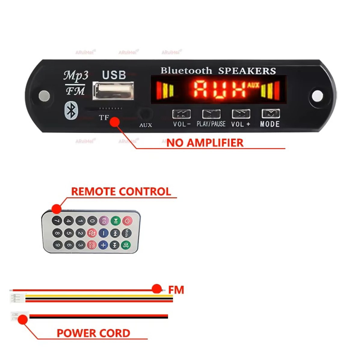 Reproductor MP3 manos libres, 7V, 12V, Bluetooth 5,0, sin amplificador, módulo de Radio FM para coche, compatible con grabadoras FM TF USB AUX