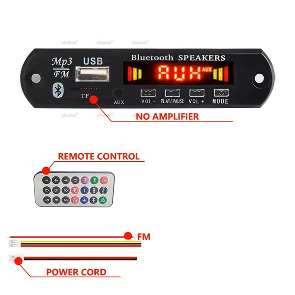 Reproductor MP3 manos libres, 7V, 12V, Bluetooth 5,0, sin amplificador, módulo de Radio FM para coche, compatible con grabadoras FM TF USB AUX