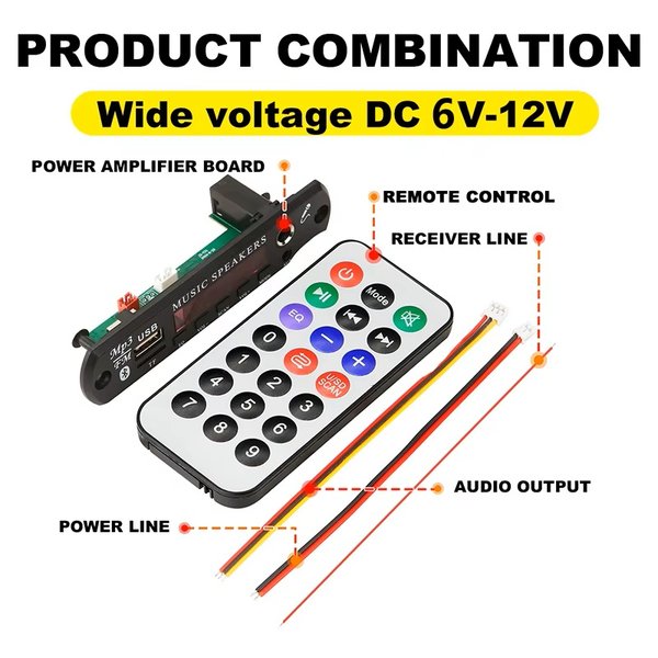 MP3 WMA WAV APE placa decodificadora manos libres Audio para coche micrófono USB TF FM Radio Mp3