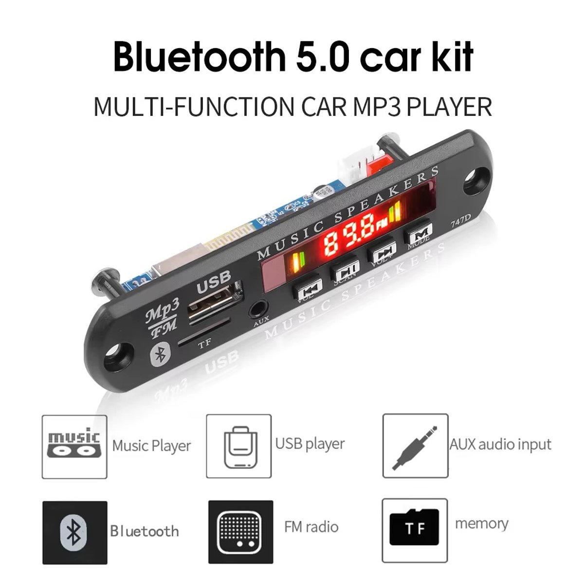 MP3 WMA placa decodificadora USB AUX TF FM Radio Bluetooth 5,0 9V-12V