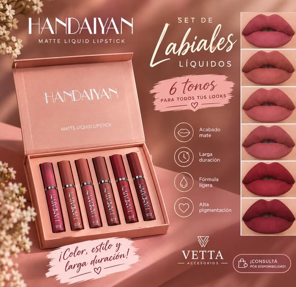 Set de 6 labiales líquidos mate Handaiyan