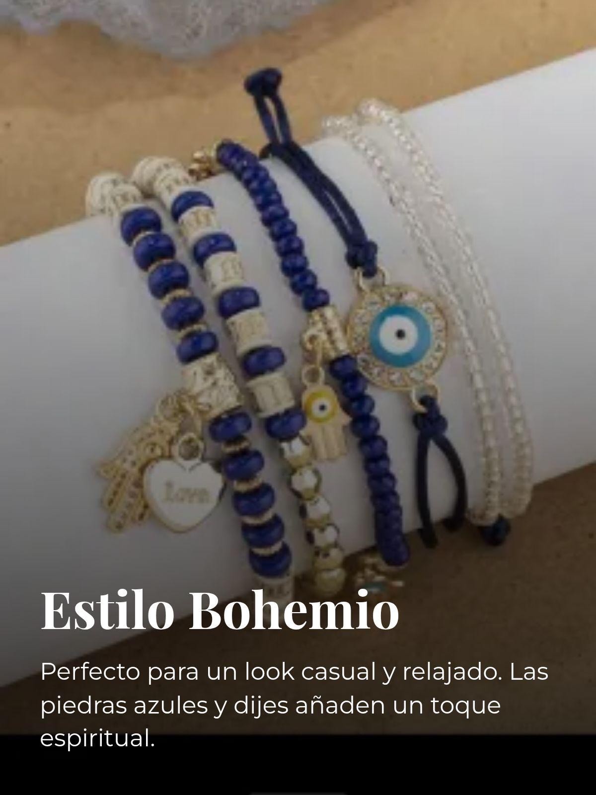 Pulseras de cuentas azules y blancas - 2