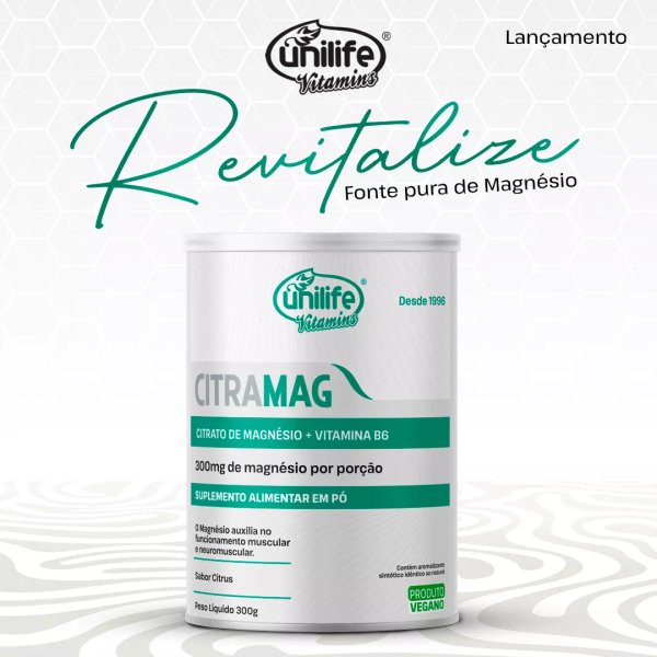 Citrato de Magnésio en polvo de 300g con vitamina B6 