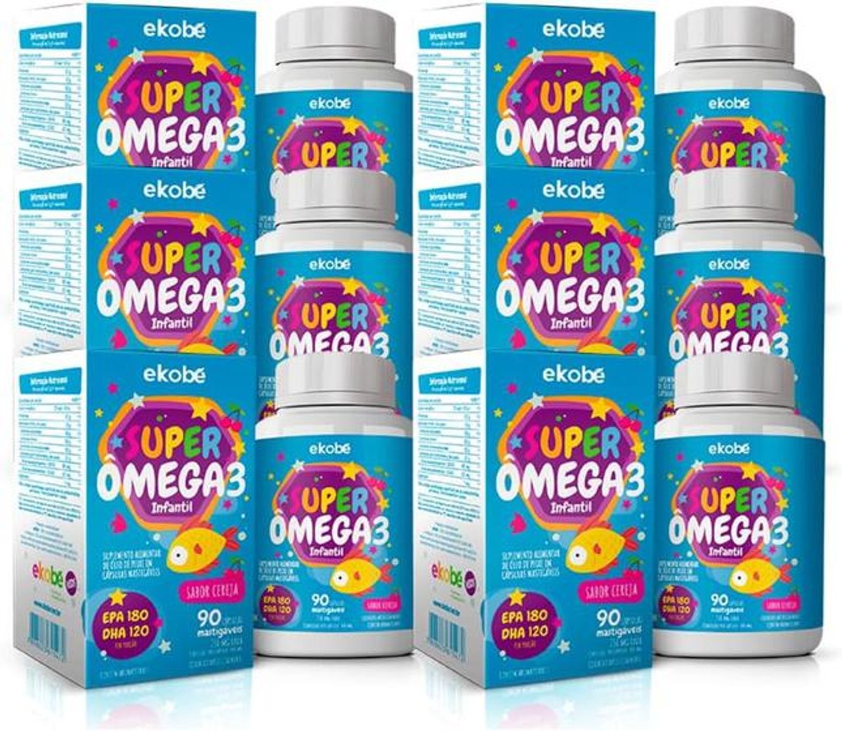 Omega 3 infantil 90 gomitas masticable sabor cereza 