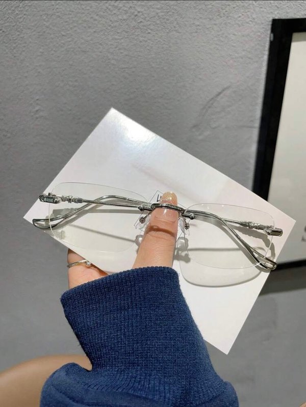 Y2K "Cyber-Ghost" Rimless Glasses