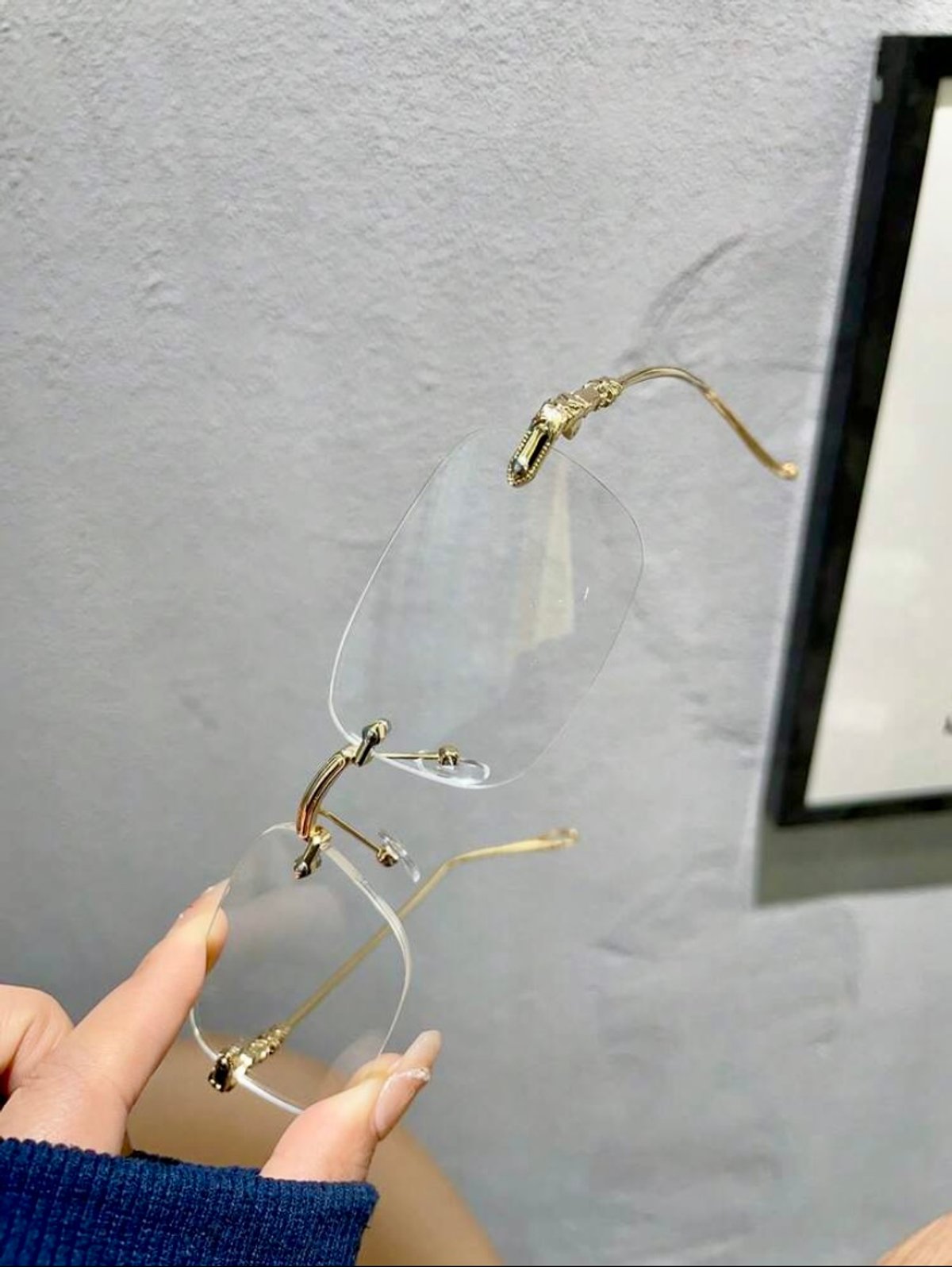 Y2K "Cyber-Ghost" Rimless Glasses - 6