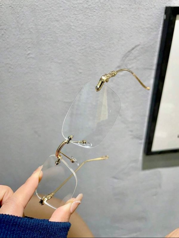 Y2K "Cyber-Ghost" Rimless Glasses