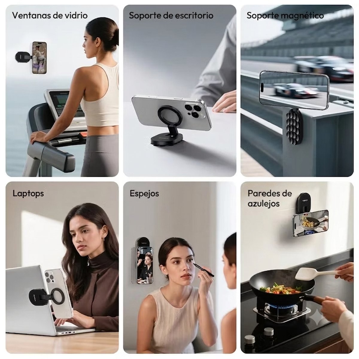Soporte Magnético 3 en 1 para Celular: Con Ventosa de Succión, Clip Mosquetón y Giro 360° - 3