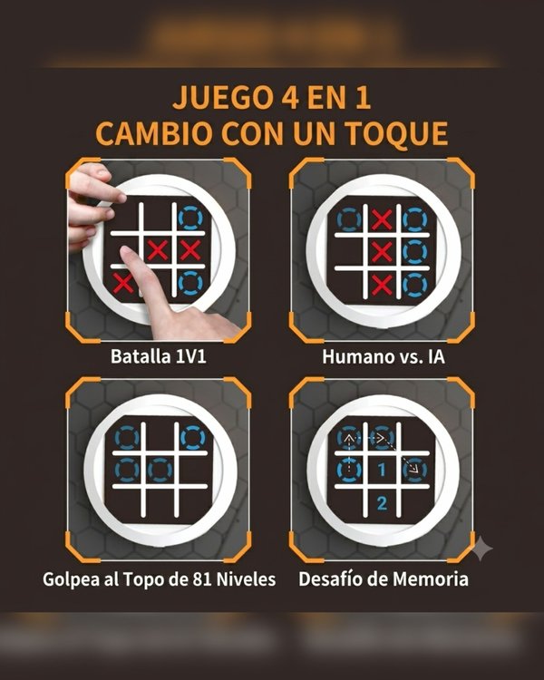 Juego Electrónico Tres en Raya Digital (Tic Tac Toe) - Consola Portátil de Estrategia y Puzles Educativo para Niños y Adultos