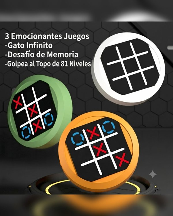 Juego Electrónico Tres en Raya Digital (Tic Tac Toe) - Consola Portátil de Estrategia y Puzles Educativo para Niños y Adultos