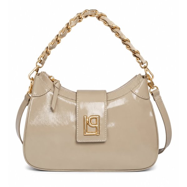 Bolso de Hombro Elegante Beige con Cadena Dorada –Lança Perfume