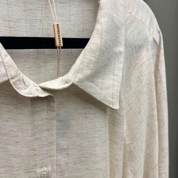 Camisa de Viscosa con Lino y Rayas de Lurex – Gatos e Atos