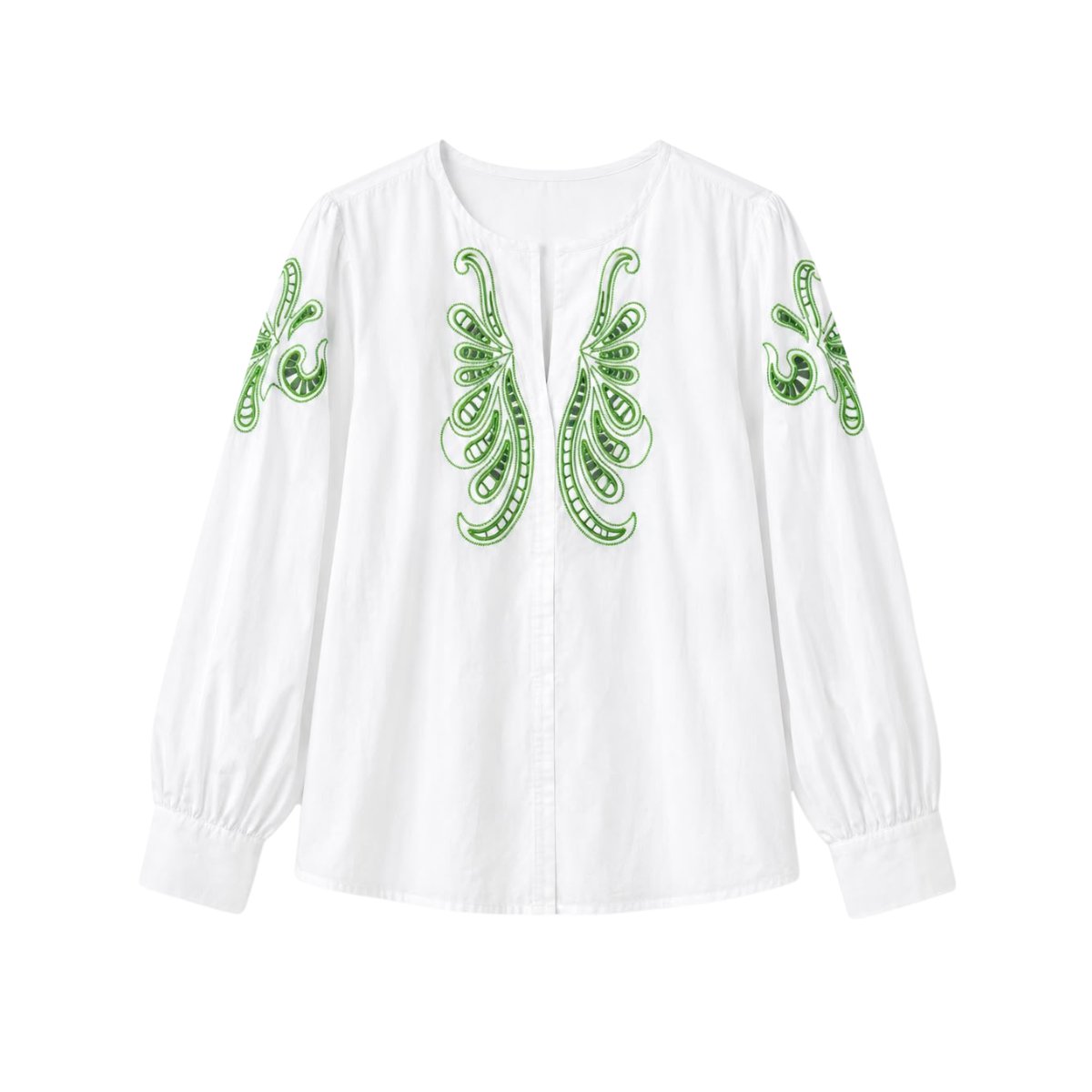 Bata Blanca con Bordados Verdes – Maria Valentina - 2