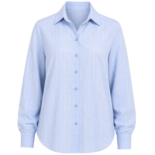 Camisa de Viscosa con Lino y Rayas de Lurex – Gatos e Atos