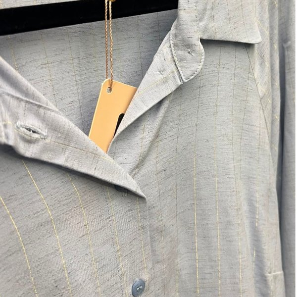 Camisa de Viscosa con Lino y Rayas de Lurex – Gatos e Atos