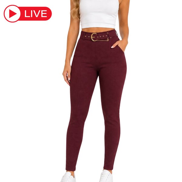 Pantalón Montar Ajustado Color Vino – Marca Nacional (PIEZA DE LA LIVE)