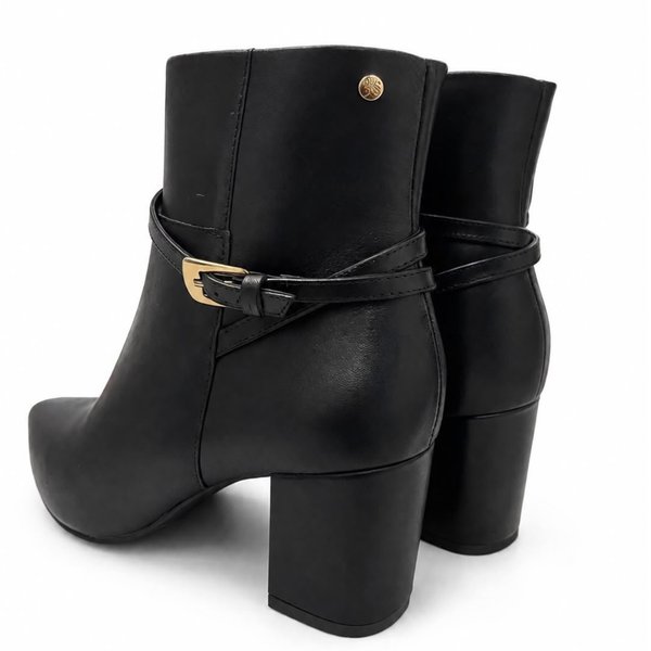 Bota Femenino Lia Line Tacón 10 cm con Hebilla Lateral Negro