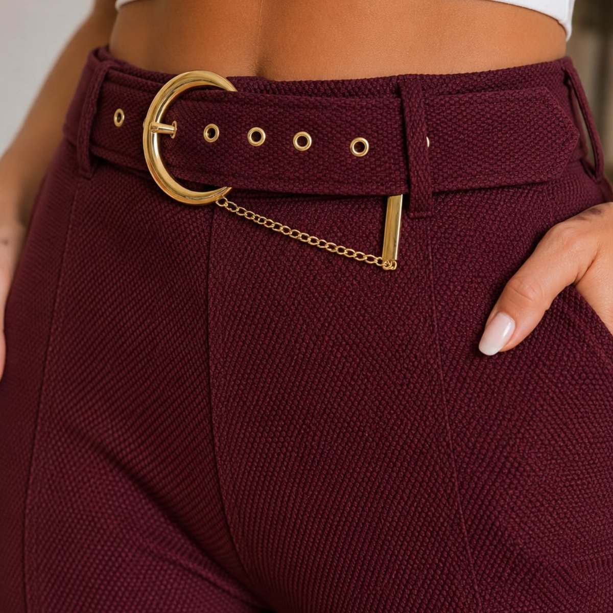 Pantalón Montar Ajustado Color Vino – Marca Nacional (PIEZA DE LA LIVE) - 3