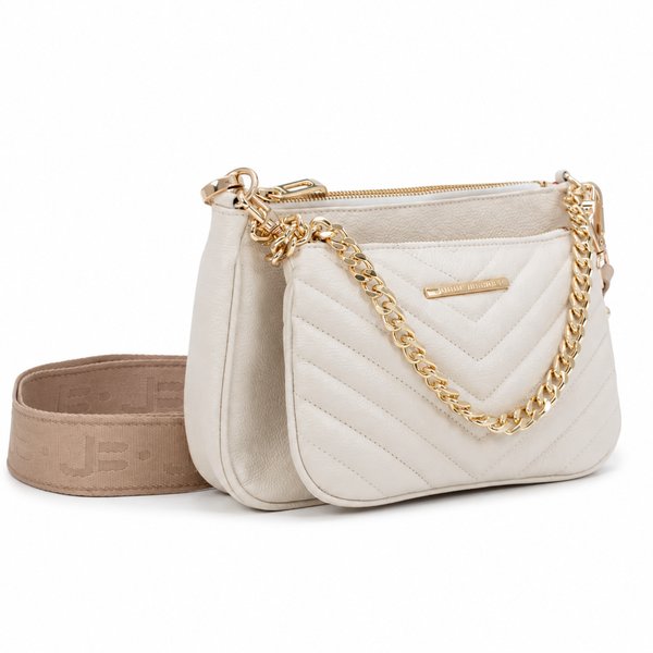 Bolso Transversal de Cuero 3 en 1 Brûlée (Off White) – Jorge Bischoff