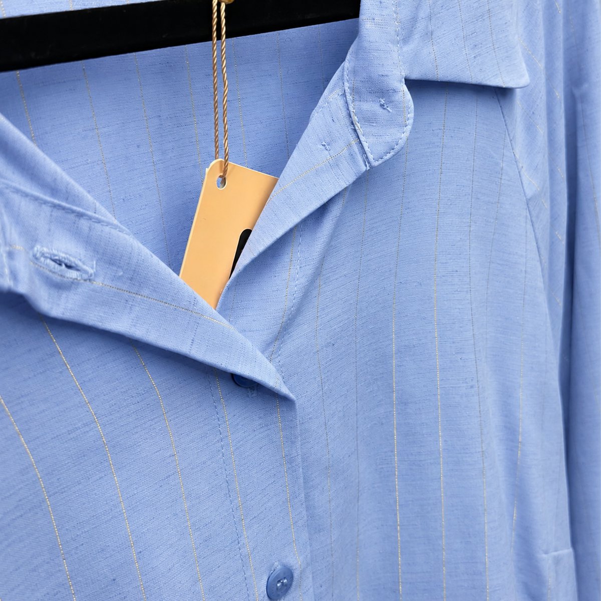 Camisa de Viscosa con Lino y Rayas de Lurex – Gatos e Atos - 3