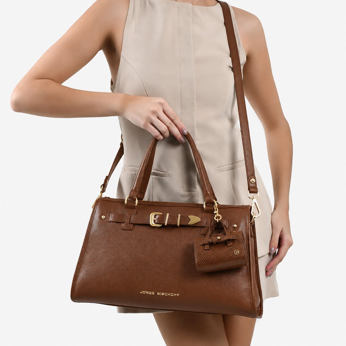 Bolso Tote de Cuero Marrón con Bag Charm – Jorge Bischoff - 2