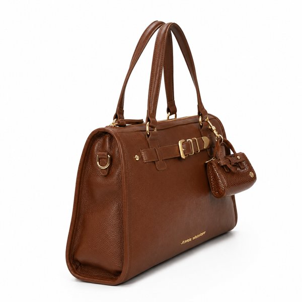 Bolso Tote de Cuero Marrón con Bag Charm – Jorge Bischoff