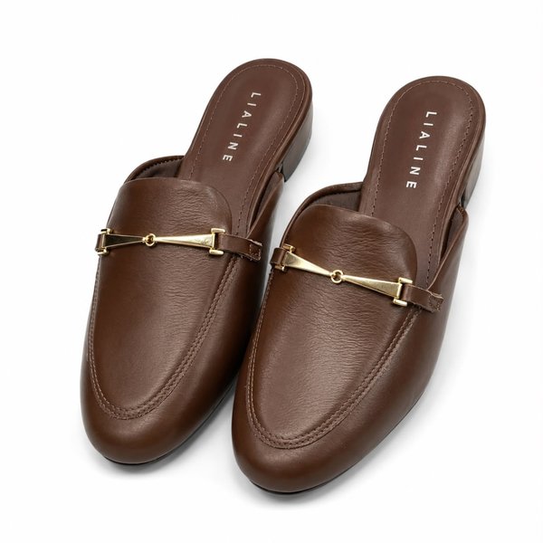 Mule Couro Marrom Lia line