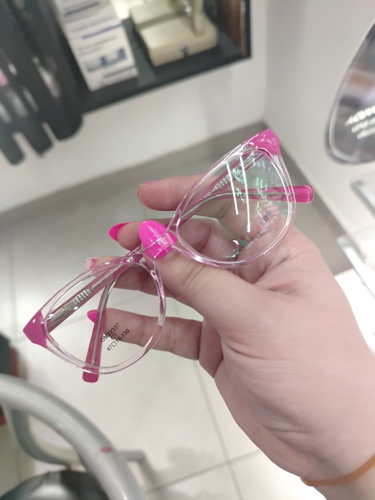 Acetato clip on infantil rosa 