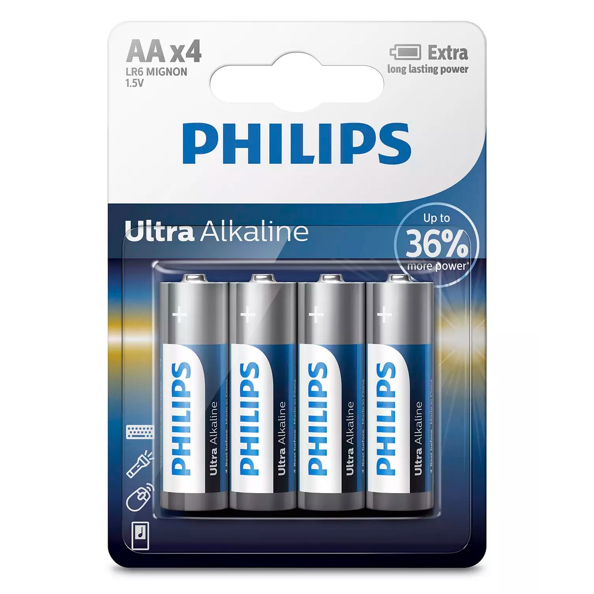 Pila Philips AA Ultra Alcalina LR6-E4B/97 1.5V con 4 unidades