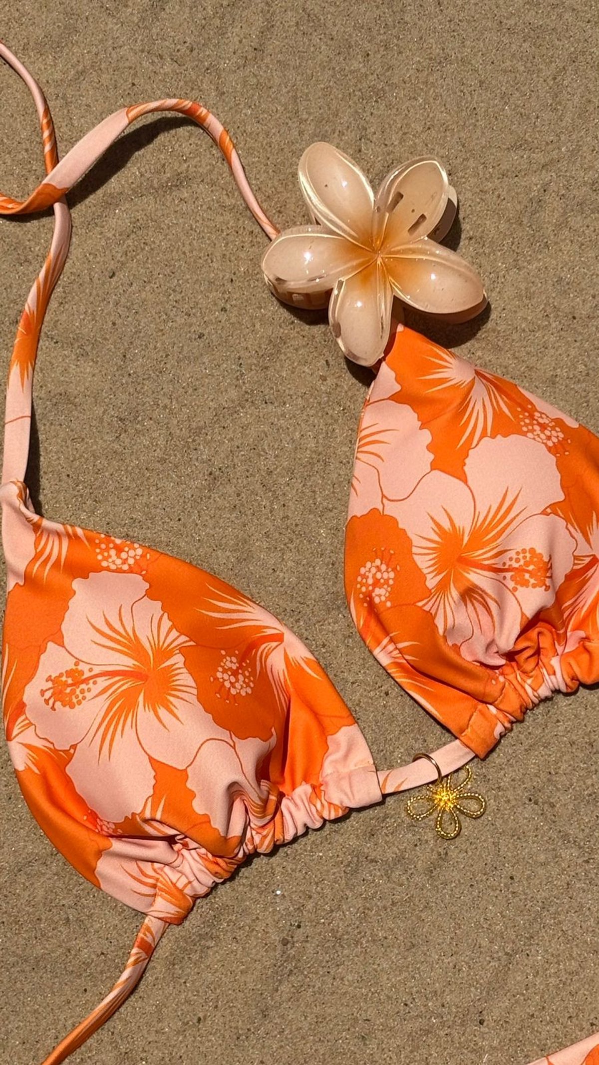 BIKINI NARANJA ESTAMPA HIBISCO