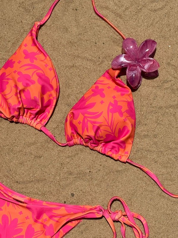 BIKINI NARANJA ESTAMPA FLORAL