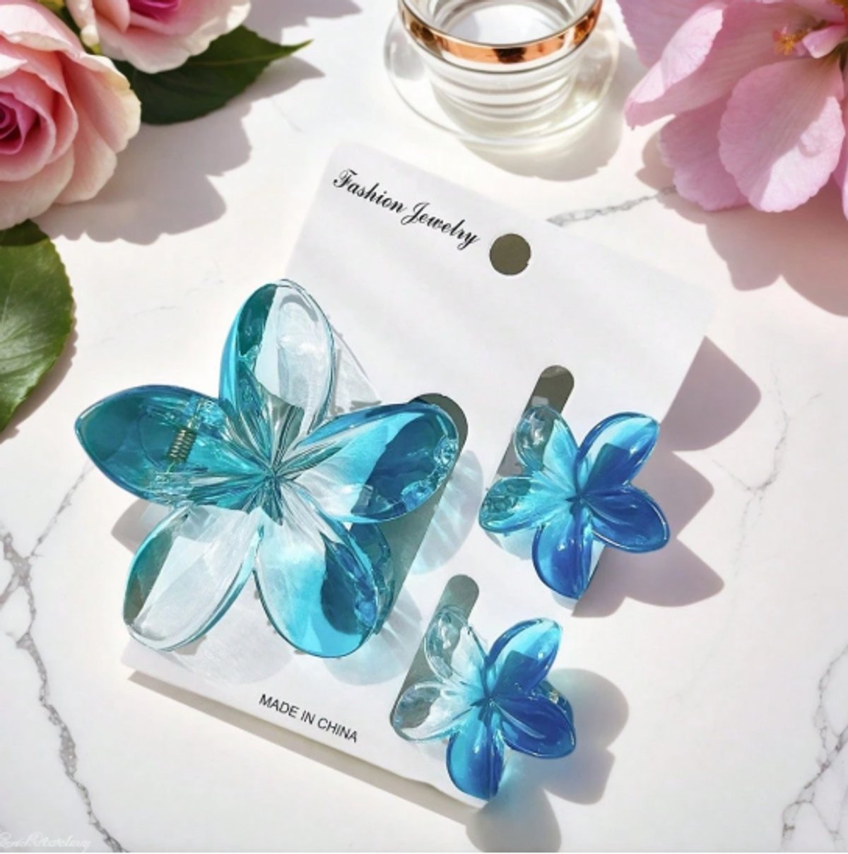 SET DE TRES HEBILLAS AZUL