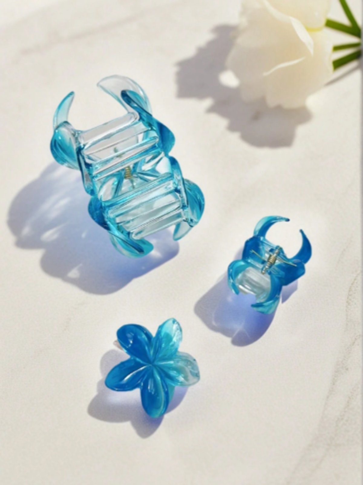 SET DE TRES HEBILLAS AZUL