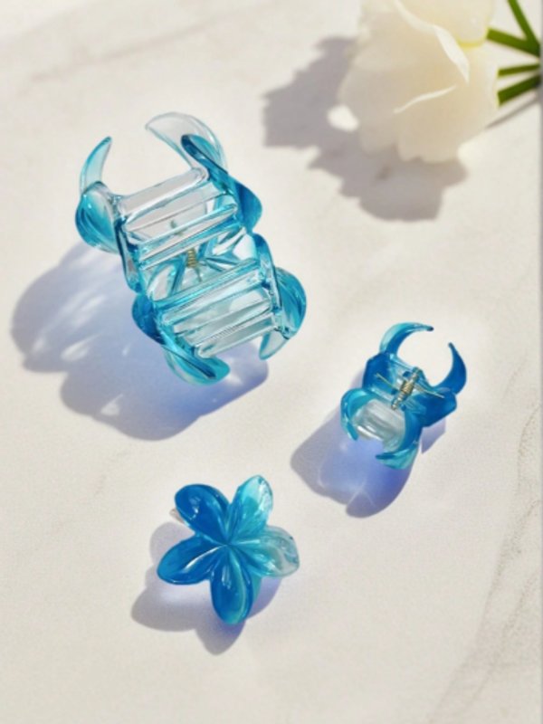 SET DE TRES HEBILLAS AZUL