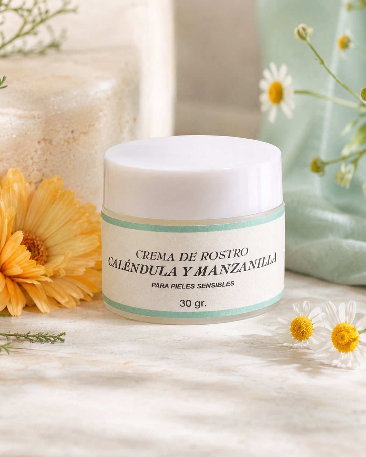 Crema Facial de Caléndula y Manzanilla para pieles sensibles - 4