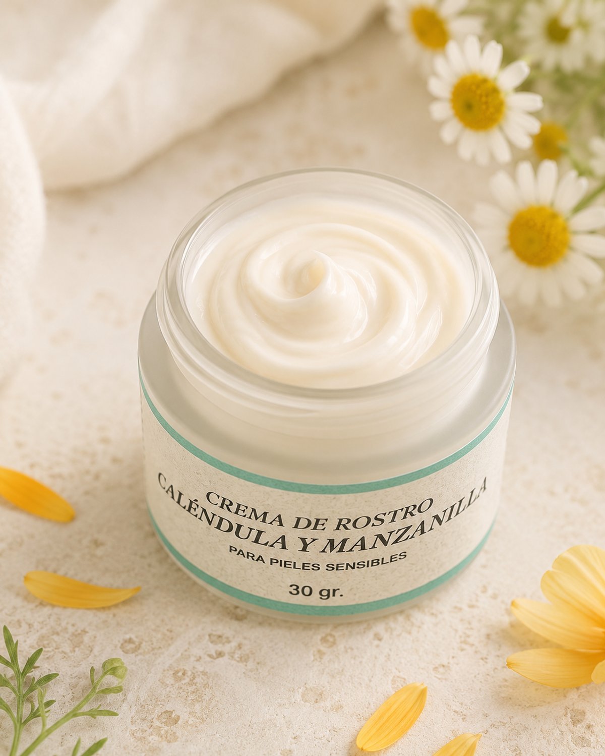 Crema Facial de Caléndula y Manzanilla para pieles sensibles - 3