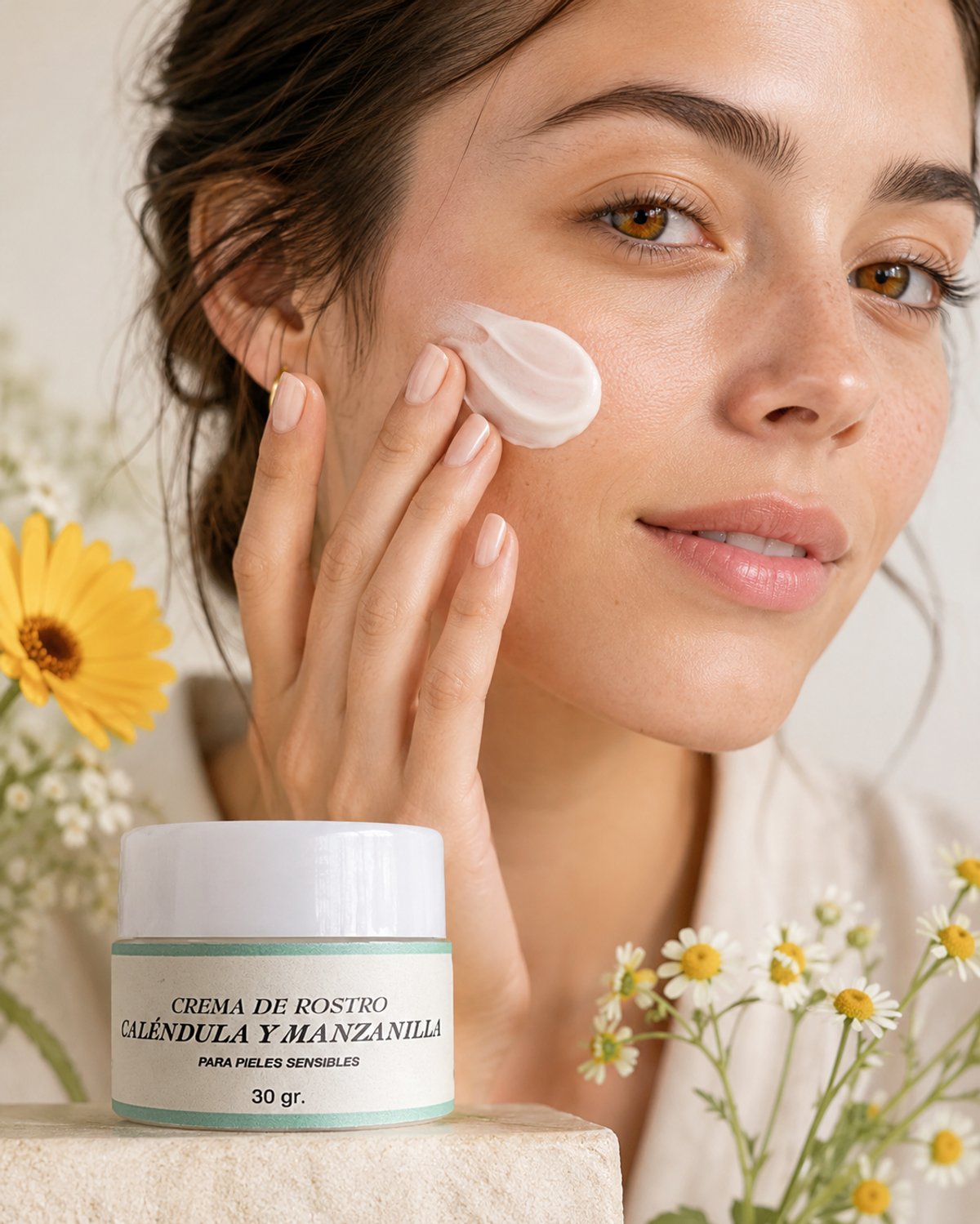 Crema Facial de Caléndula y Manzanilla para pieles sensibles - 2