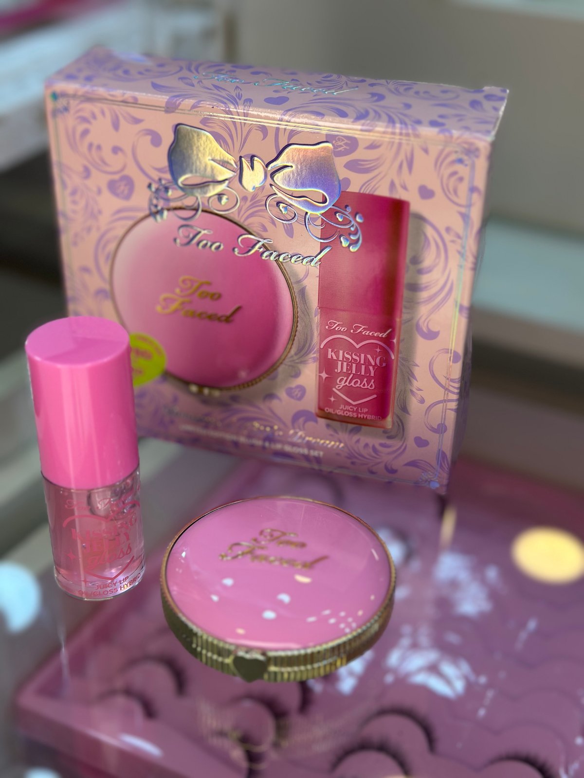 TOO FACED LIP GLOSS & BLUSH SET - 2