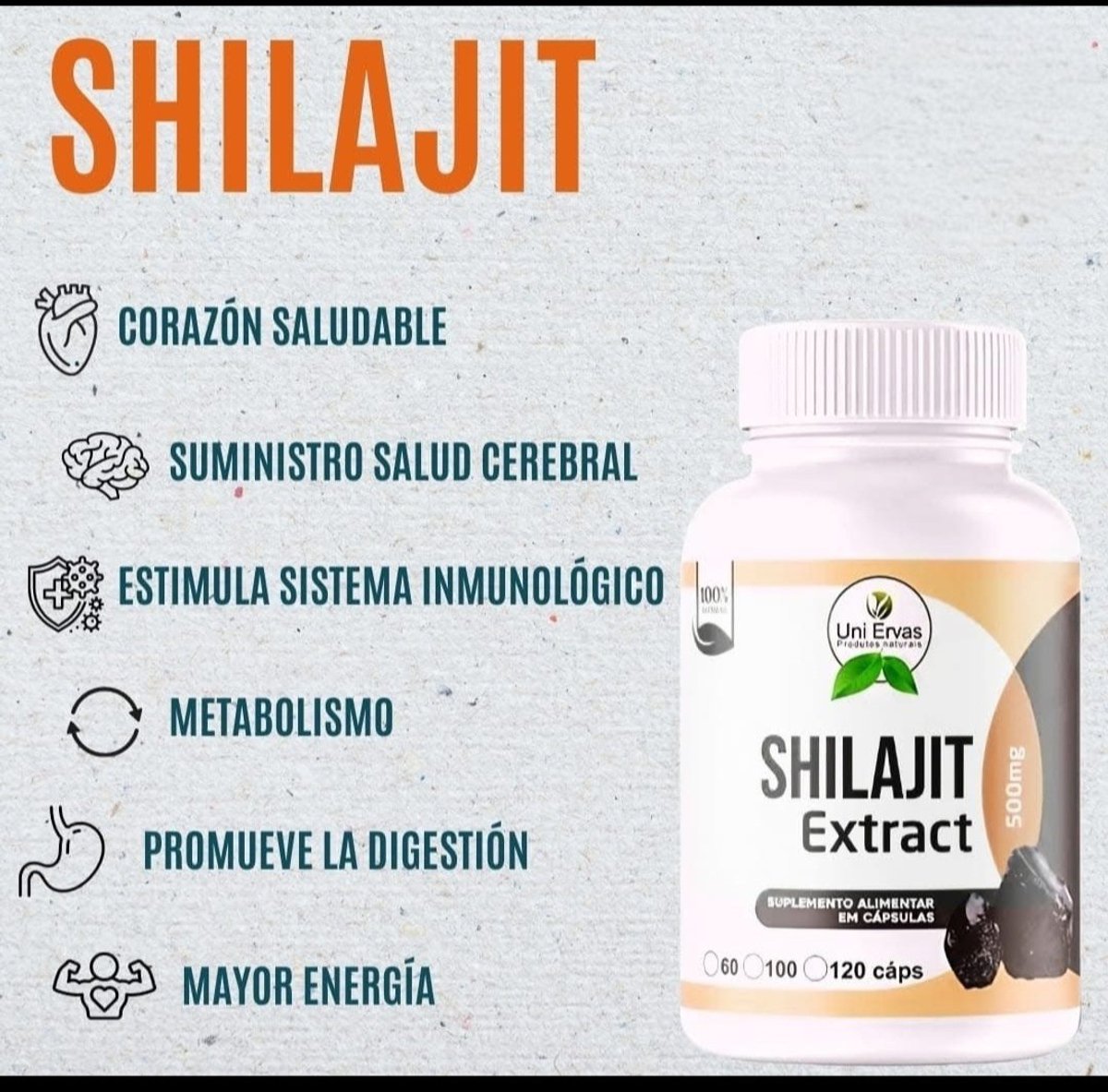 Shilajit Extract 500mg - Vitalidad Natural (60 Cápsulas) - 2