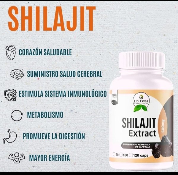 Shilajit Extract 500mg - Vitalidad Natural (60 Cápsulas)