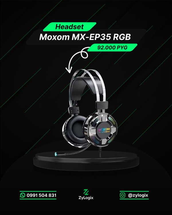 Headset Gamer Moxom MX-EP35 GM 3.5mm RGB - Negro