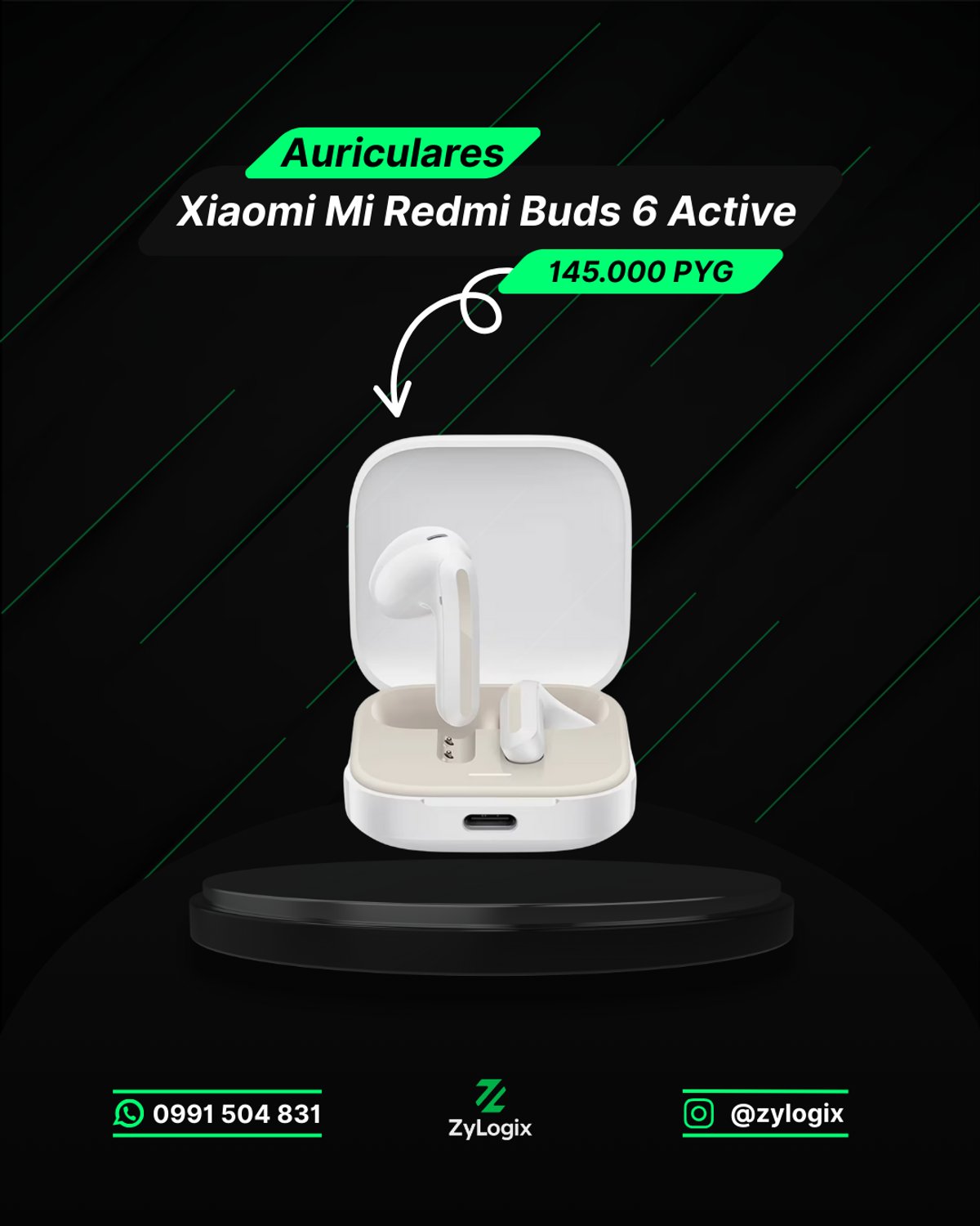Auricular Xiaomi Mi Redmi Buds 6 Active M2344E1 - Blanco